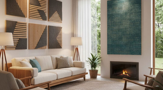 Panneaux acoustiques personnalisés dans un salon