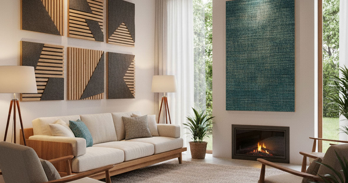 Panneaux acoustiques personnalisés dans un salon