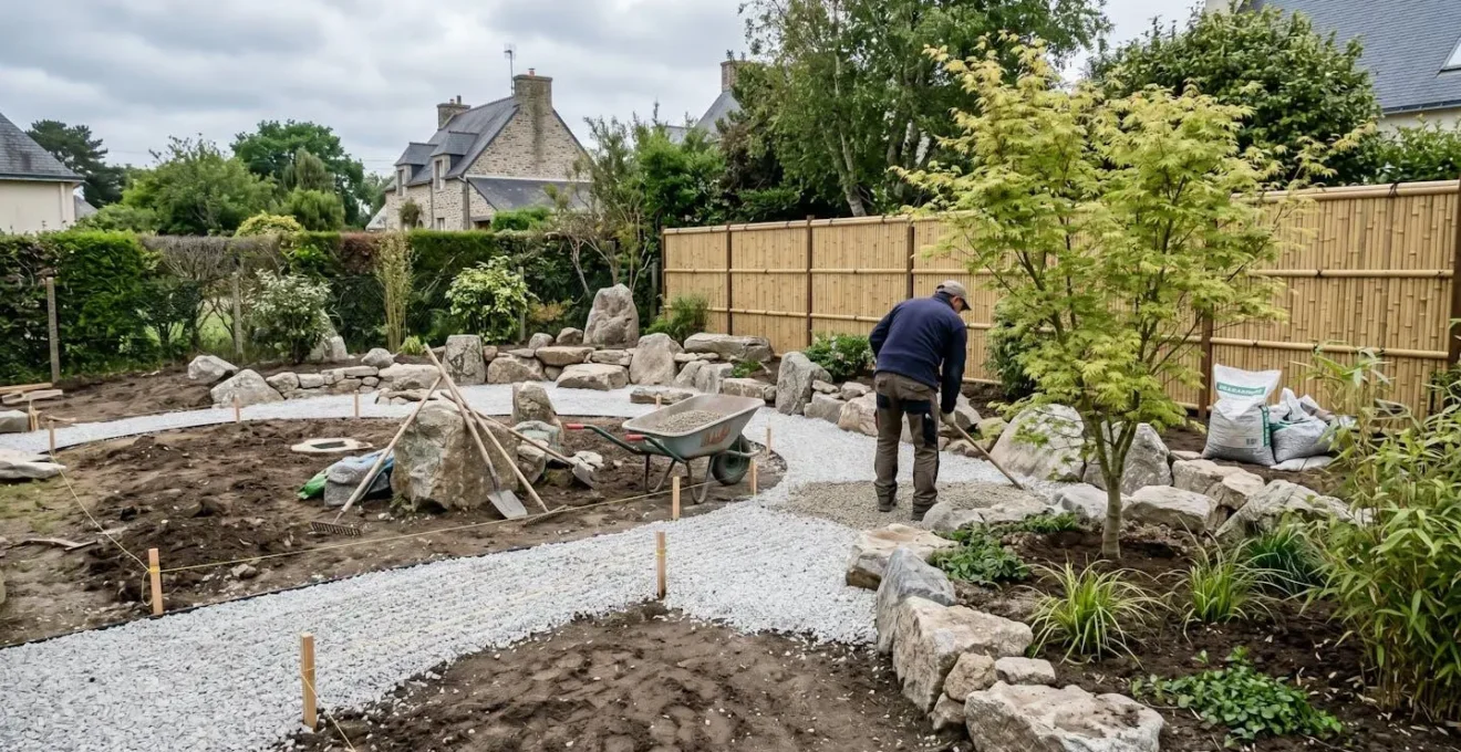 Jardin zen en cours d