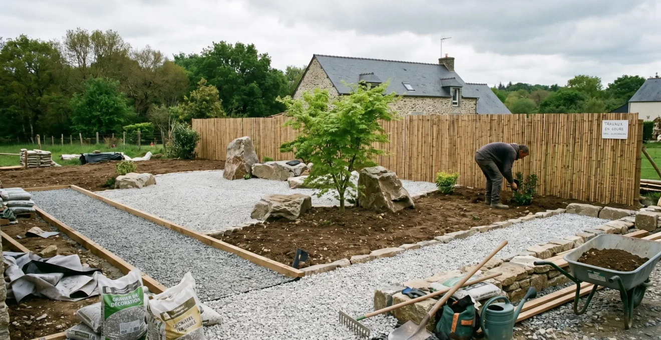 Jardin zen en cours d