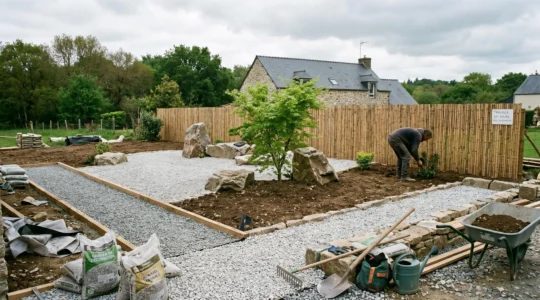 Jardin zen en cours d